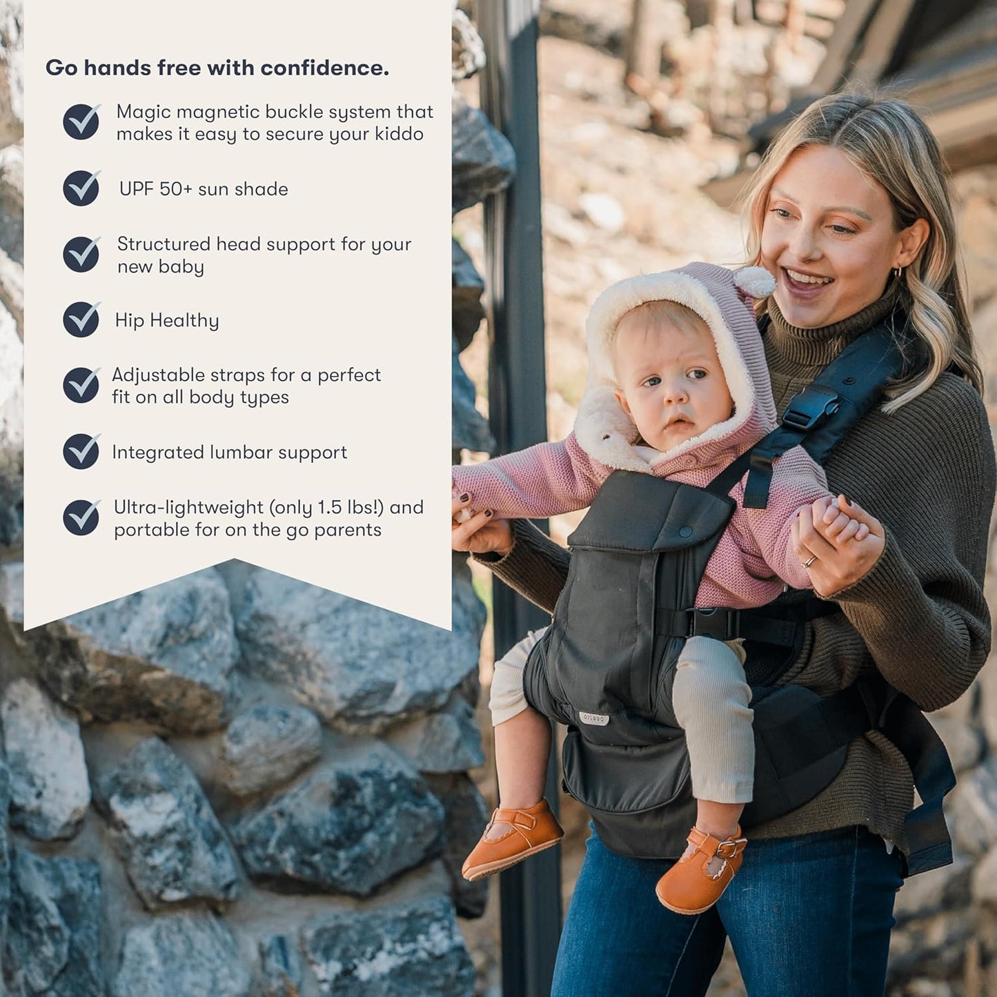 Colugo Baby Carrier - Baby Carrier Newborn to Toddler, Toddler Carrier, Adjustable, Lightweight, Breathable Carrier for Newborn to 33 Pounds (Cool Grey)