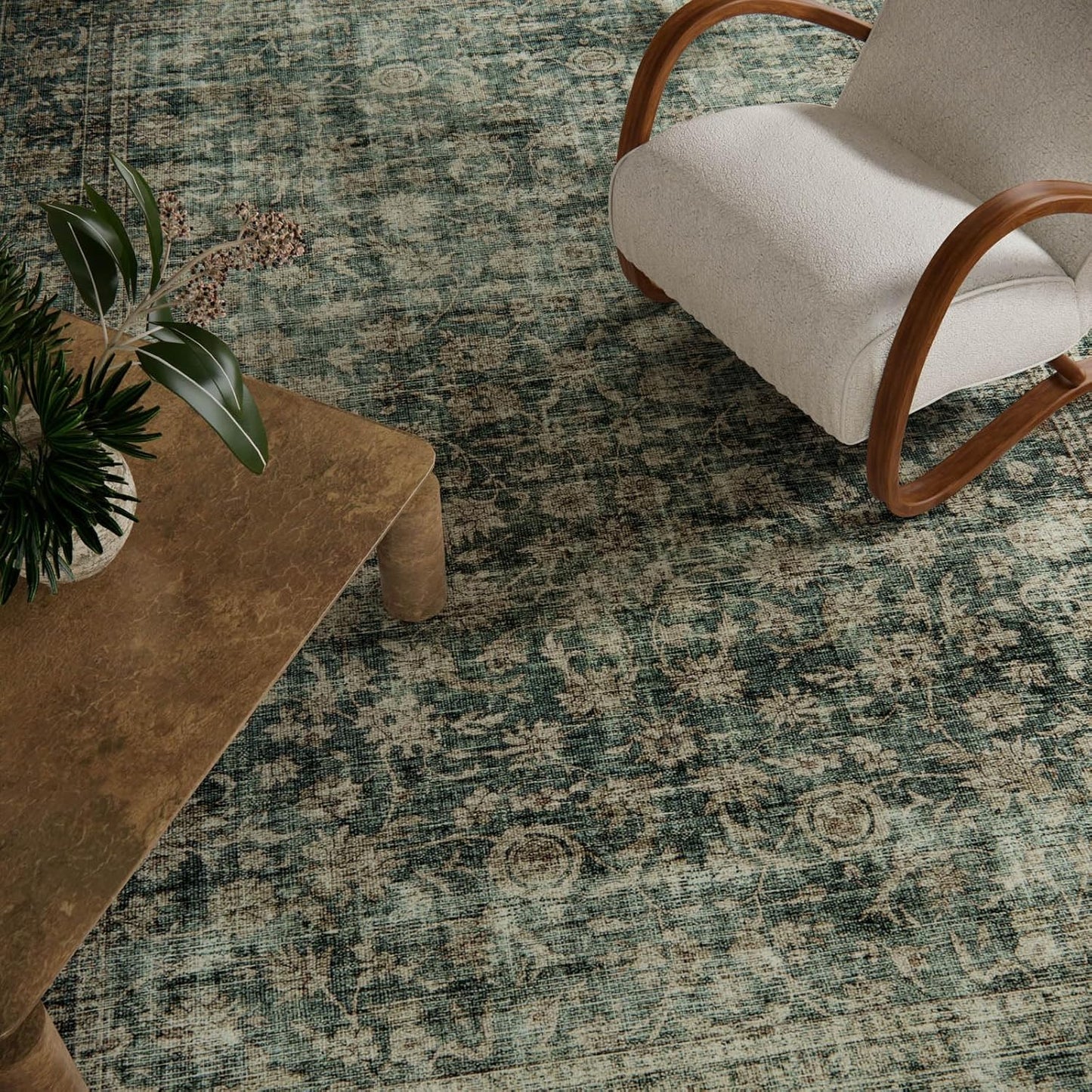 Washable Living Room Area Rug: 8x10 Rugs for Bedroom Vintage Stain Resistant Non Slip Low Pile Lightweight Boho Carpet for Kitchen Dining Room Farmhouse Kids Room Nursery