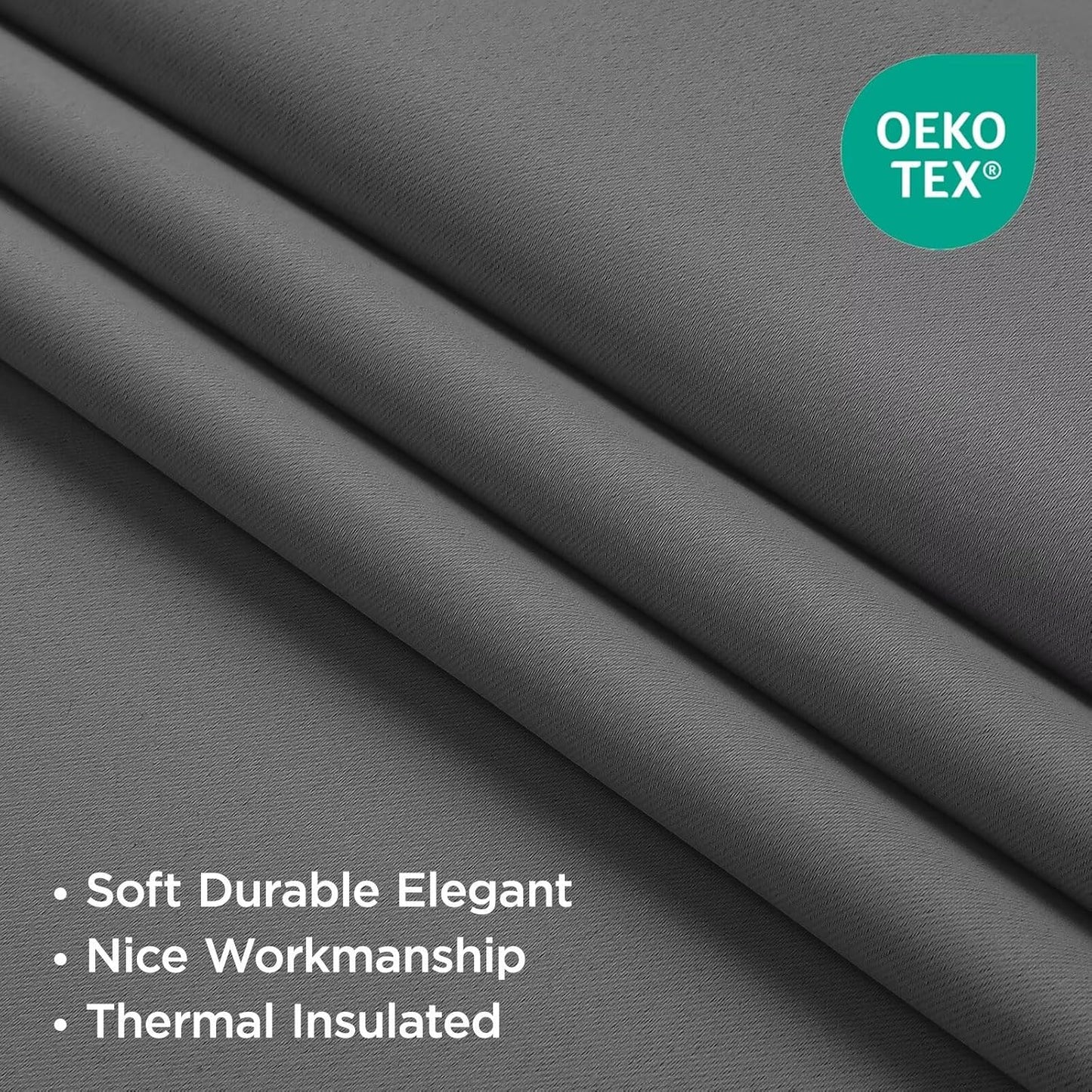 Joydeco 90 Inch Blackout Curtains for Bedroom, Thermal Insulated Black Out Curtains, Room Darkening Drapes for Living Room Window Rod Pocket Back Tab (W37 x L90 Inch, Light Grey)