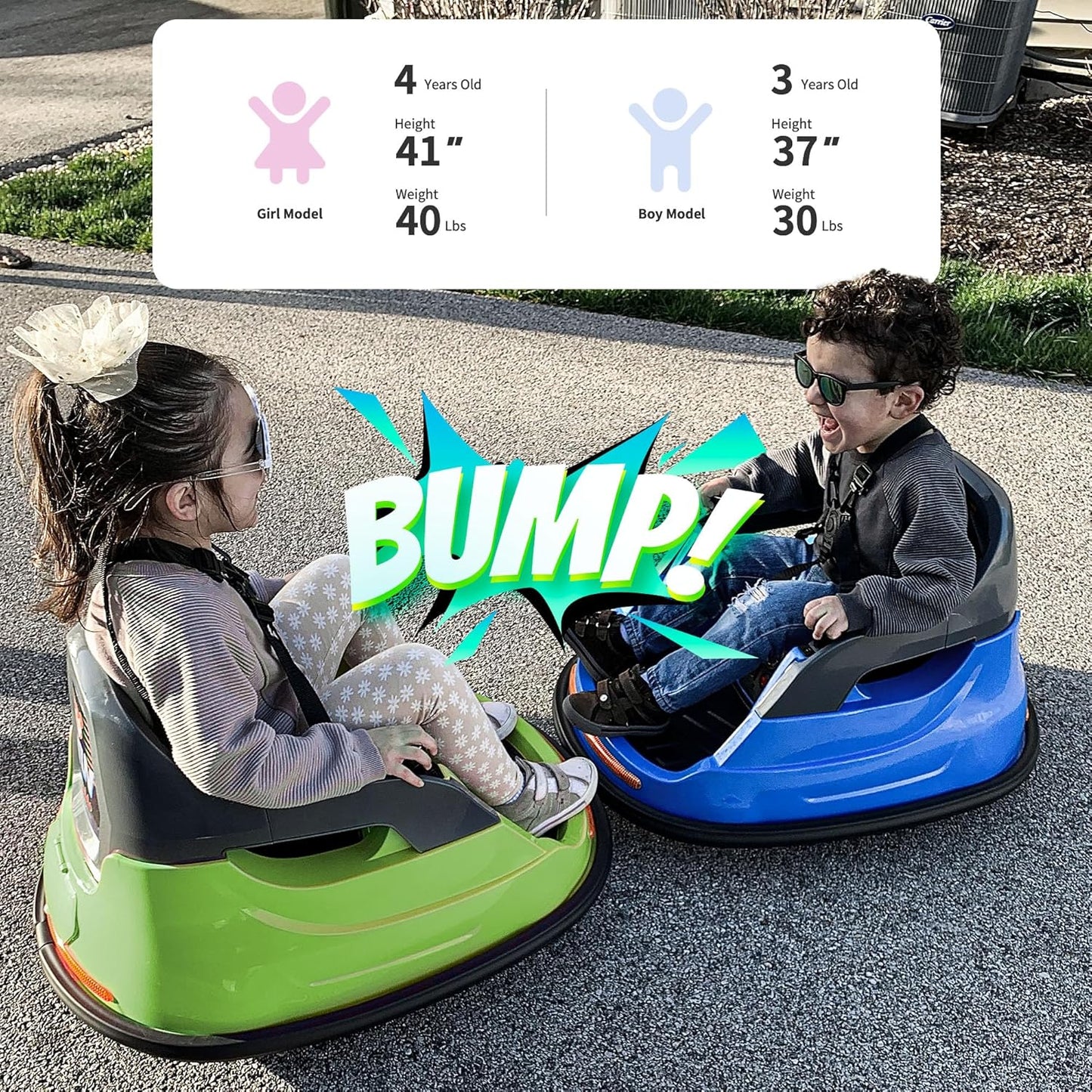 Baby Bumper Car, 6V Electric Kids Bumper Car for Toddlers with Remote Control, Bluetooth - Green