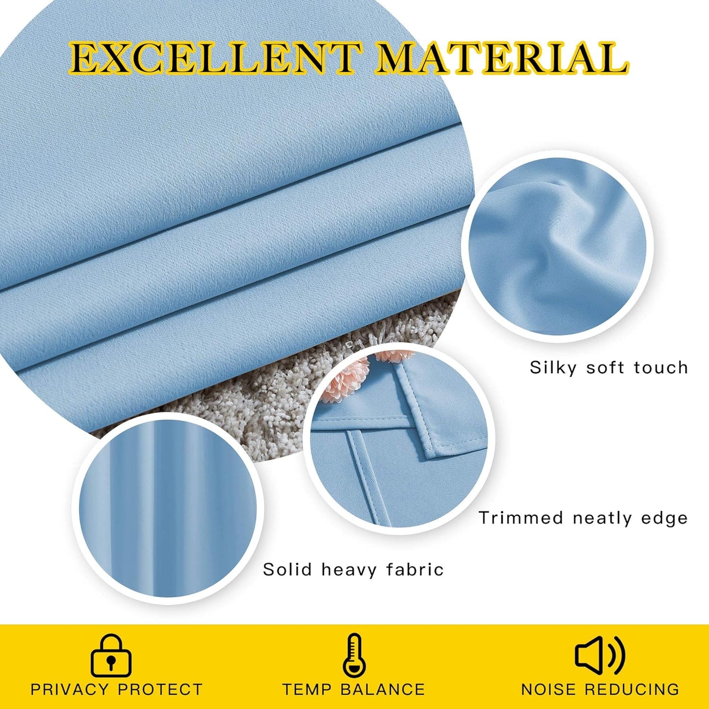NICETOWN Blackout 90 inch Curtains for Living Room, Grommet Thermal Insulated Doorway Curtains Room Darkening Window Treatments for Bedroom, 2 Panels, W52 x L90, Blue