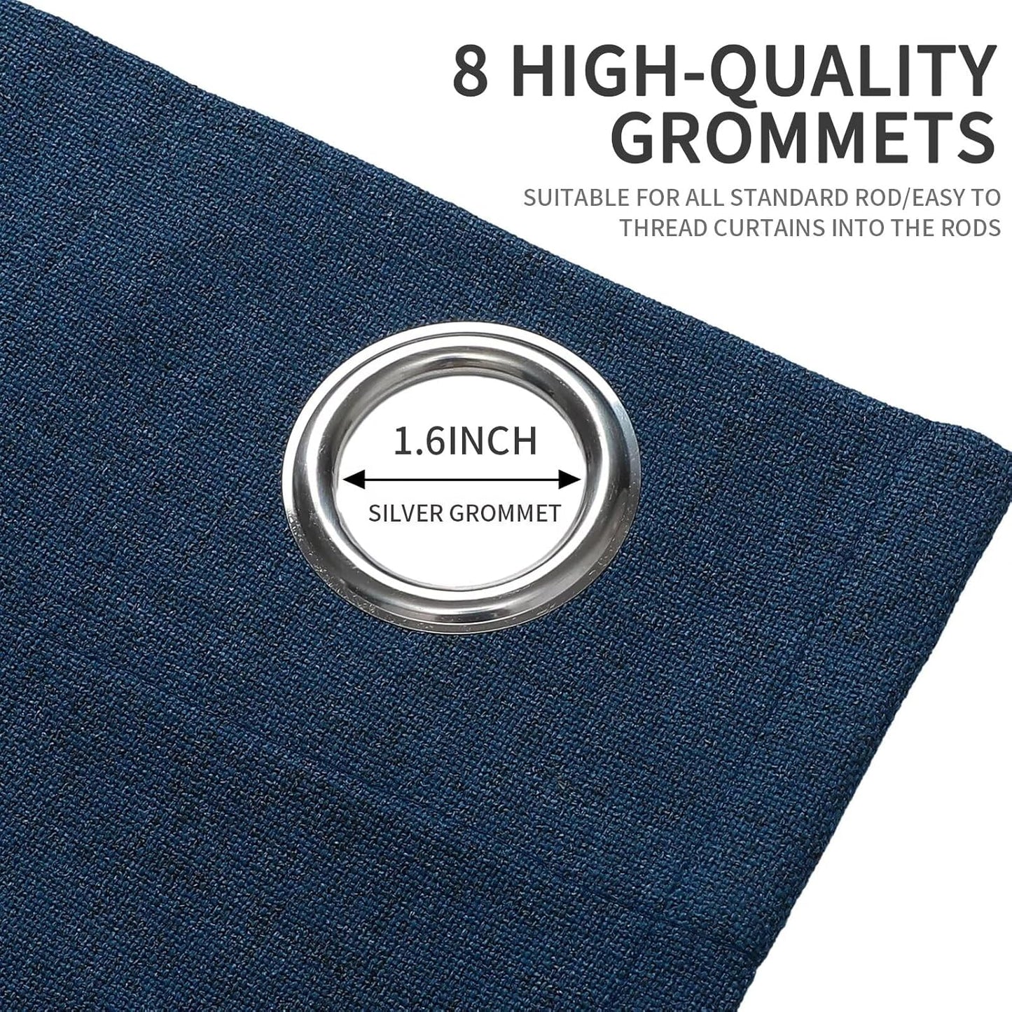 Joydeco Custom Denim Blue Textured Total Blackout Curtain for Bedroom and Living Room. Grommet Textured Thermal Insulated Room Darkening Curtain 1 Panel (Custom Size and Color)