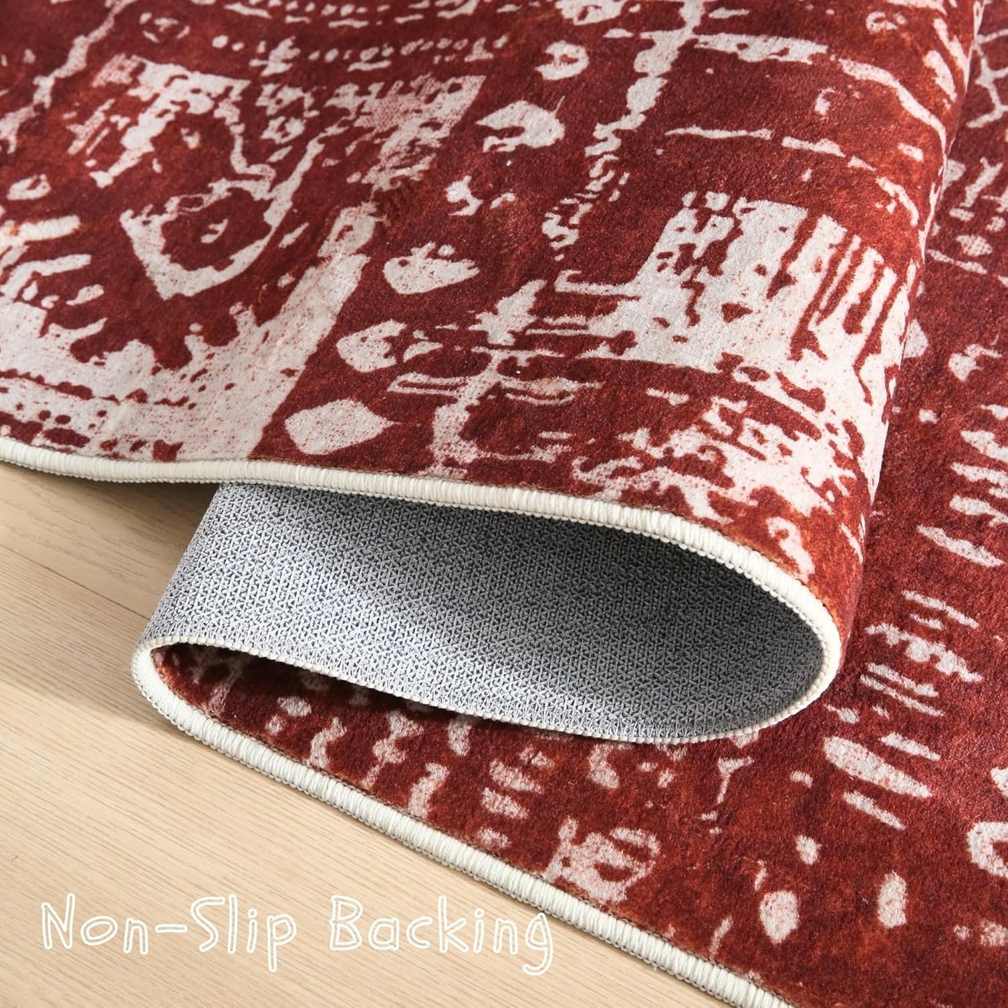 Area Rugs 8x10 Rug for Living Room Clearance Washable Boho Area Rug Non Slip Moroccan Vintage Low Pile Large Rug for Living Room, Bedroom, Farmhouse, Dining Room, Kids Playroom(Terracotta)