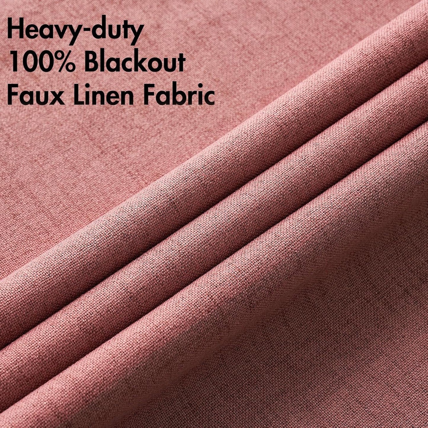 MIULEE 100% Blackout Linen Textured Curtains for Bedroom Solid Thermal Insulated Dusty Rose Grommet Room Darkening Curtains & Drapes Luxury Decor for Living Room Nursery 52 x 72 Inch (2 Panels)