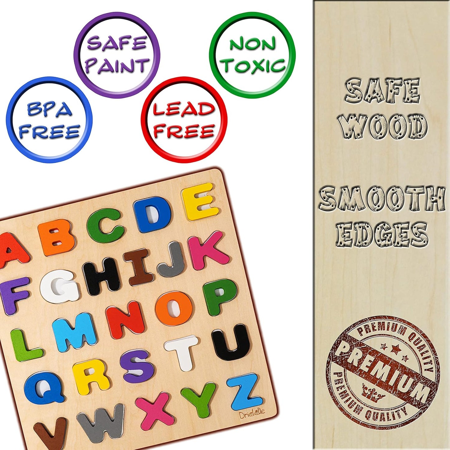 Magnetic Wooden Educational ABC Puzzle - Learn Alphabet & Color Recognition Toy – Toddler Preschool Game – Kids Montessori Education…