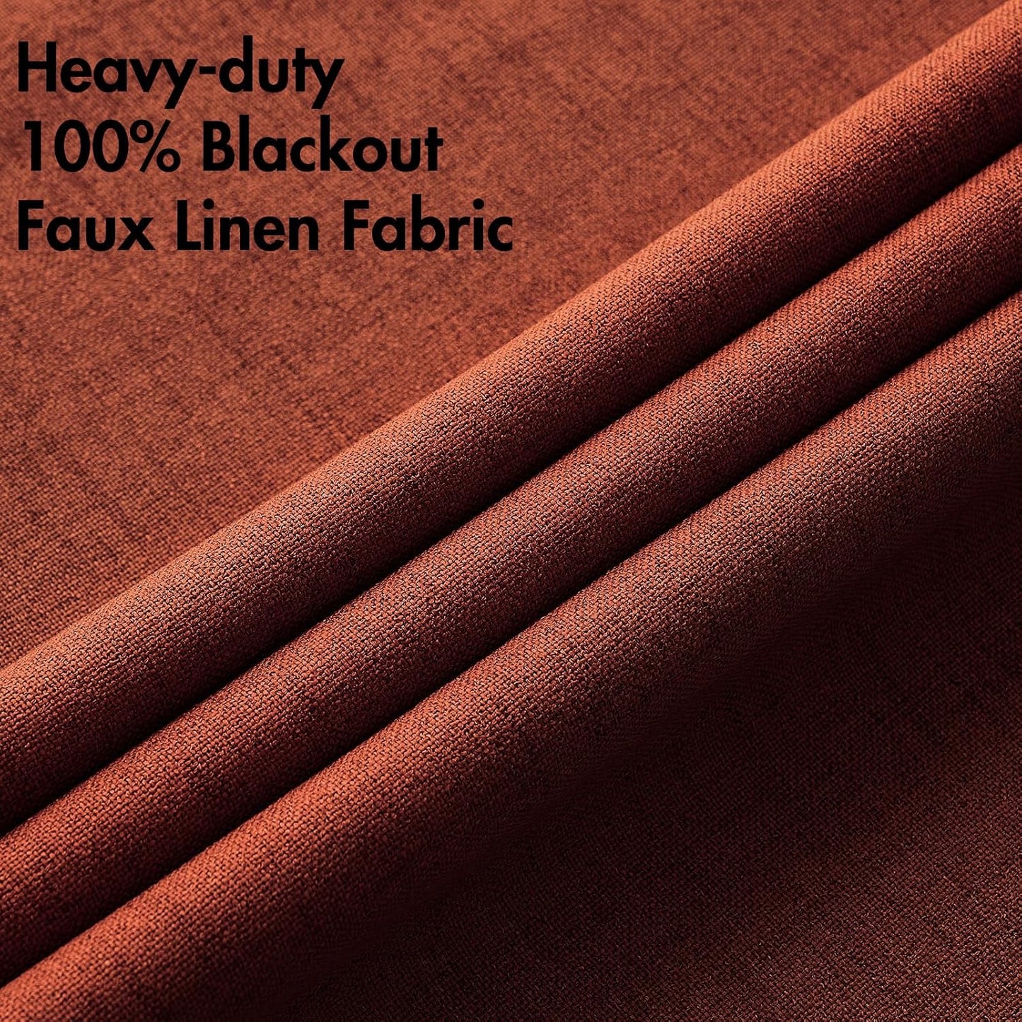 MIULEE 100% Blackout Linen Curtains Thermal Insulated Burnt Orange Fall Curtains Grommet Room Darkening for Living Room Bedroom Nursery Rust Terracotta 42 x 84 (2 Panels)