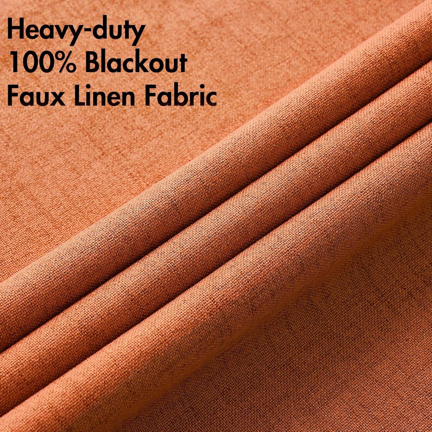 MIULEE 100% Blackout Linen Curtains for Bedroom Thermal Insulated Orange Grommet Room Darkening Curtains & Drapes Fall Decor for Living Room Nursery 52 x 96 Inch (2 Panels)
