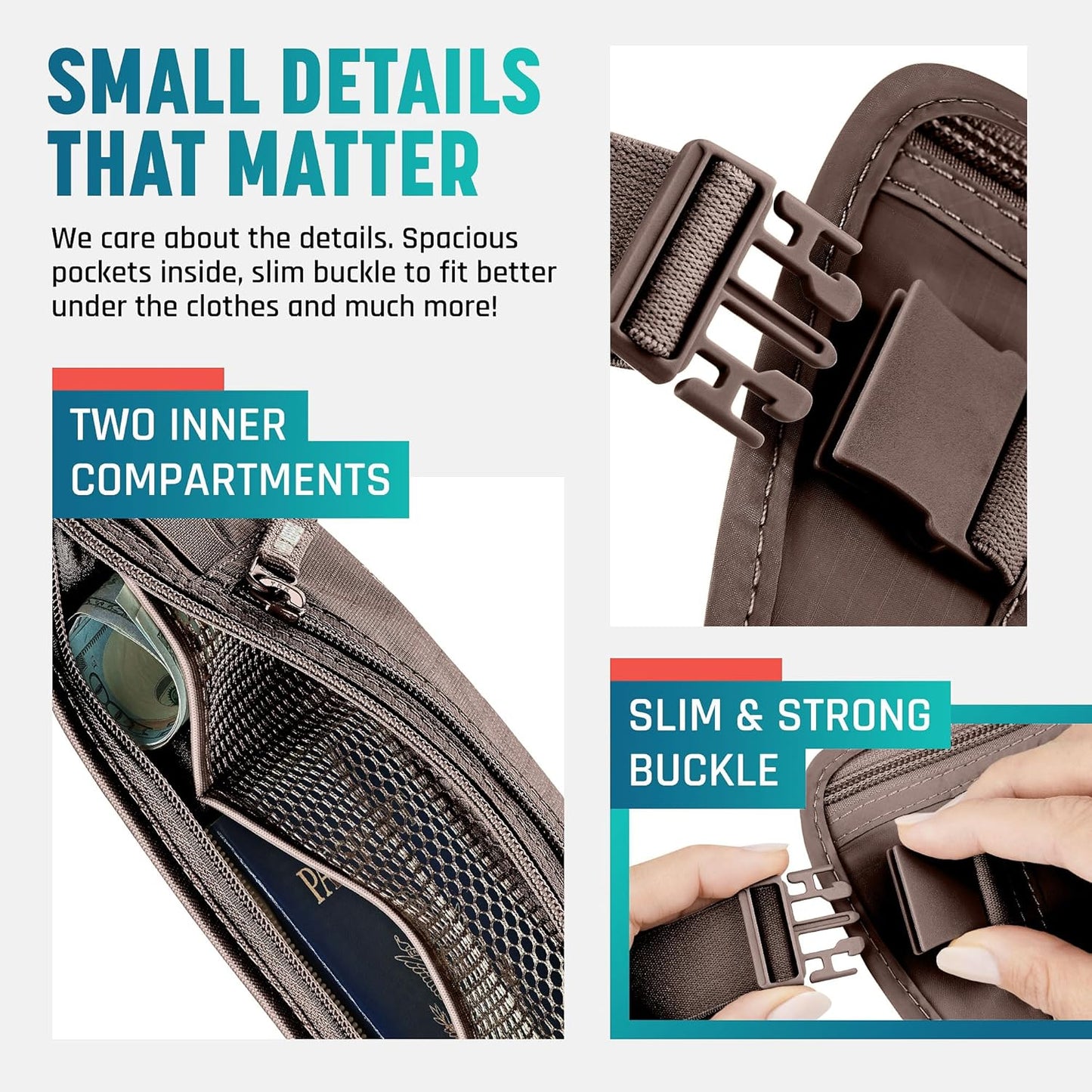 Hidden Money Belt for Travel for Men, Waist Wallet Anti Theft, RFID Passport Holder For Travel Men Or Women, Money Pouch, RFID Passport Holder
