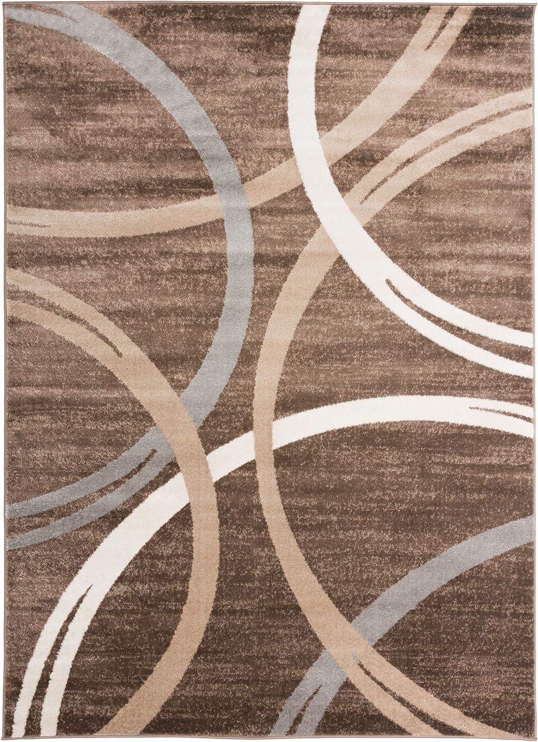 Rugshop Modern Wavy Circles Design Area Rug 10' x 14' Brown
