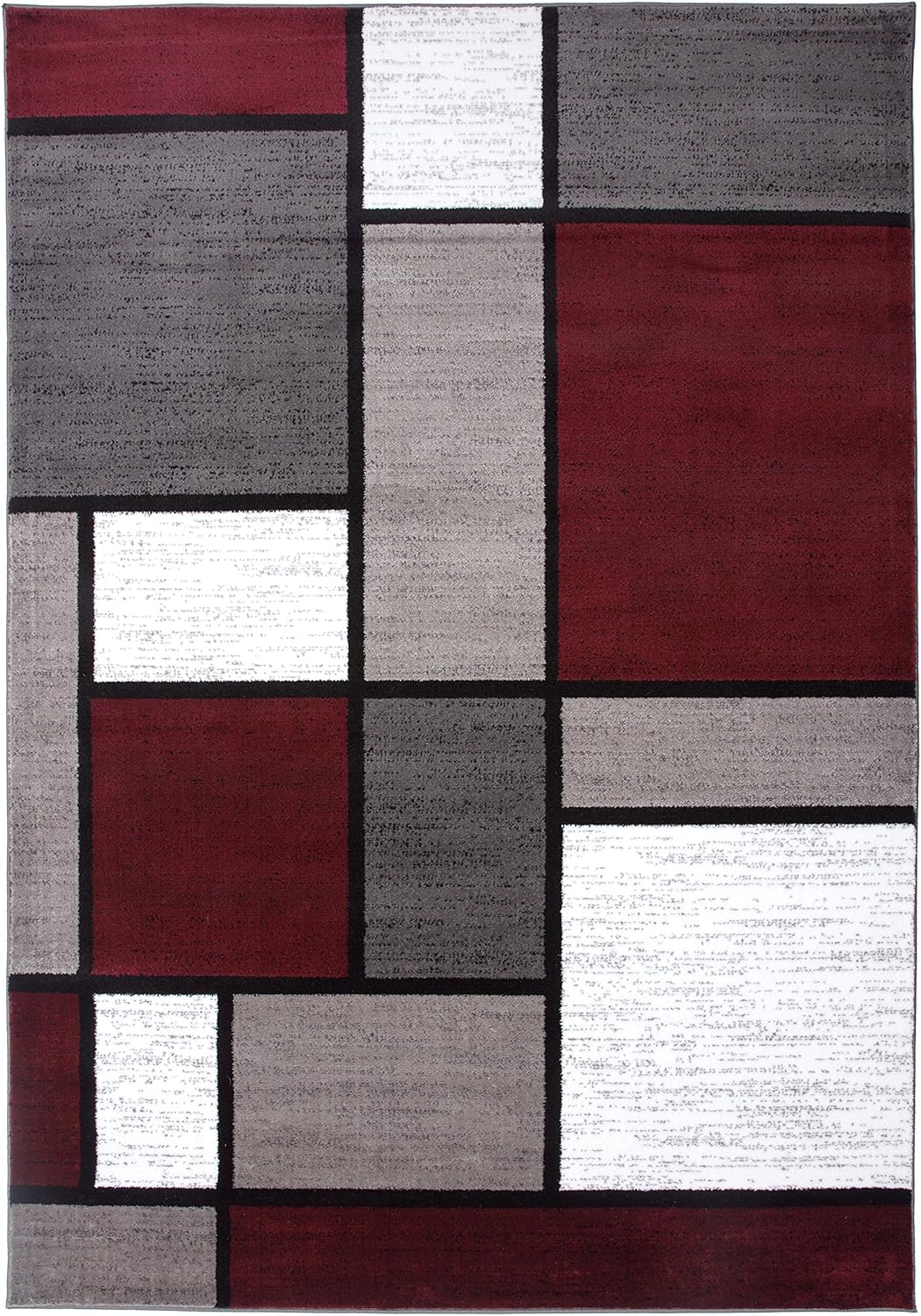 Rugshop Contemporary Modern Boxes Area Rug 7' 10" X 10' 2" Red