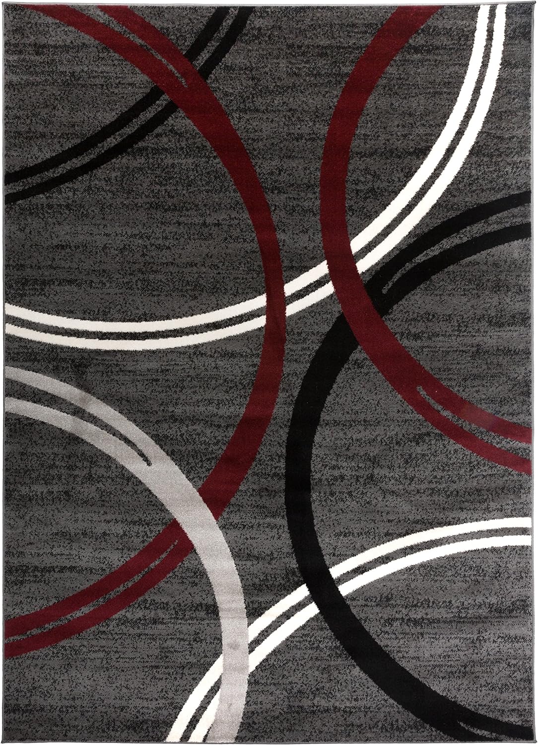Rugshop Modern Wavy Circles Design Area Rug 12' x 15' Red