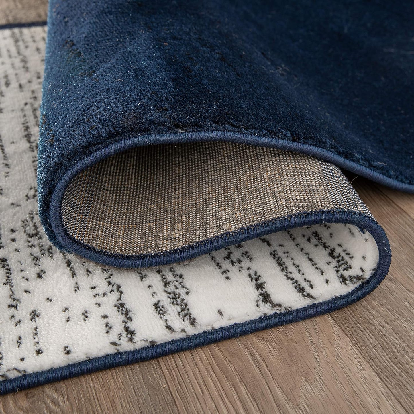 Rugshop Contemporary Modern Boxes Runner Rug 2' x 7'2"Navy